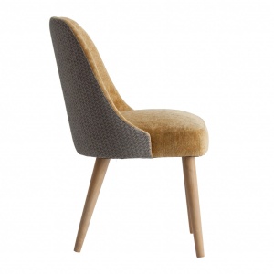 SCAUN LAGE REF. 27229, MUSTAR, STIL VINTAGE, DIN LEMN MASIV DE BRAD, POLIESTER SI IN, VIC