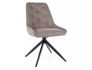 SCAUN PIVOTANT ASTI, BEJ 34/NEGRU MAT, TAPITERIE DIN STOFA BREGO SI PICIOARE DIN METAL, STIL MODERN - Img 1