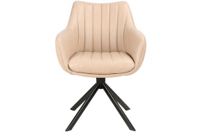 SCAUN PIVOTANT AZALIA BUFFALO, BEJ 01/NEGRU MAT, TAPITERIE DIN PIELE ECO SI PICIOARE DIN METAL, STIL MODERN - Img 2