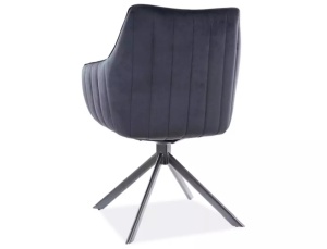 SCAUN PIVOTANT AZALIA, NEGRU BLUVEL 19/NEGRU MAT, TAPITERIE DIN CATIFEA SI PICIOARE DIN METAL, STIL MODERN - Img 8