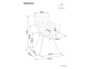 SCAUN PIVOTANT MANGO, CURRY 66/NEGRU MAT, TAPITERIE DIN STOFA VARDO SI PICIOARE DIN METAL, STIL MODERN - Img 4