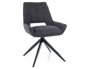 SCAUN PIVOTANT TELLO, GRI INCHIS 16/NEGRU MAT, TAPITERIE DIN STOFA BJORN SI PICIOARE DIN METAL, STIL MODERN - Img 1