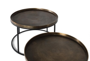 SET 2 MASUTE DE CAFEA 50CM, BRONZE/NEGRU, METAL, STIL RETRO - Img 2