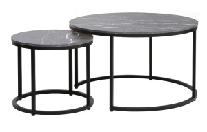 SET 2 MASUTE DE CAFEA DION, 48/80 CM, EFECT DE MARMURA NEAGRA/NEGRU, BLAT DIN PAL LAMINAT SI CADRU DIN METAL, STIL MODERN - Img 1
