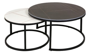 SET 2 MASUTE DE CAFEA FERRANTE A, 60/80 CM, EFECT DE MARMURA ALBA/NEAGRA, BLAT DIN CERAMICA SI CADRU DIN METAL, STIL MODERN - Img 4