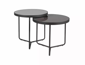 SET 2 MASUTE DE CAFEA PENELOPE, 50 CM, GRI/NEGRU, BLAT DIN STICLA SECURIZATA SI CADRU DIN METAL, STIL MODERN - Img 1