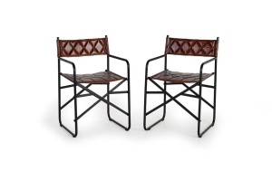 SET 2 SCAUNE 1210, MARO/NEGRU, DIN PIELE SI METAL, STIL INDUSTRIAL G&C