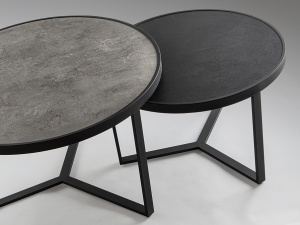 SET MASUTE DE CAFEA NAIRA, 71/55 CM, EFECT DE PIATRA NEAGRA/EFECT DE PIATRA GRI/NEGRU MAT, BLAT DIN MDF LAMINAT SI PICIOARE DIN METAL, STIL MODERN - Img 5
