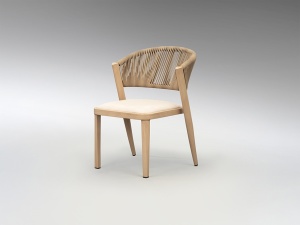 SET MOBILIER DE TERASA BRIZNA, MASA+6 SCAUNE, EFECT DE MARMURA ALBA/FAG/BEJ, DIN LEMN DE FAG SI FIBRA SINTETICA, STIL MODERN - Img 6