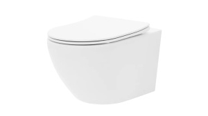 SET VAS DE TOALETA CARLO FLAT MINI+BIDEU CARLO MINI SUSPENDATE, ALB, DIN CERAMICA, CALITATE SUPERIOARA - Img 3