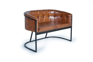 SOFA 2 LOCURI DIN PIELE SI STRUCTURA DIN METAL, MARO/NEGRU, ARTIM GROUP COLLECTION - Img 3