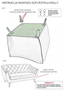 SOFA MODERNA MOLLY 2 GRI BLUVEL 14 / WENGE DIN LEMN SI TAPITAT IN TEXTIL CATIFEA SIGNAL - Img 2