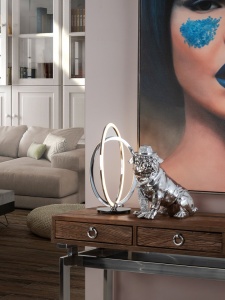STATUETA DECORATIVA BULLDOG HAT 841351, MARIME MICA, CROM, DIN POLIRASINA, STIL MODERN, SCHULLER