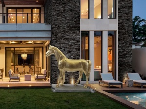 STATUETA DECORATIVA PEGASO, 215x198 CM, DIN FIBRE DE STICLA SI POLIESTER, STIL MODERN