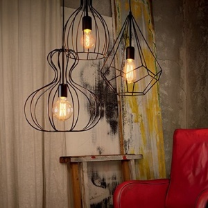 STOC! LUSTRE PRET REDUS!!! PENDUL AMPOLLA-1 SP1 NEGRU, DESIGN VINTAGE - Img 2