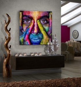 TABLOU DECORATIV COLORES, 100x100 CM, DIN STICLA SECURIZATA, STIL MODERN