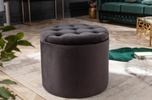 TABURET CU SPATIU DEPOZITARE, BAROCK NEGRU, COD 40734, DIN CATIFEA