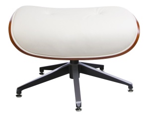 TABURET-SUPORT PENTRU PICIOARE ALB DIN PIELE NATURALA LOUNGE STIL MODERN B2