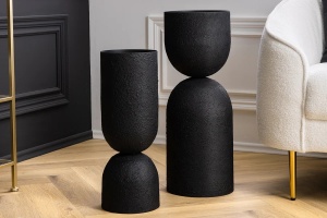 VAZA FLORI, SANDGLASS XL 70CM, DIN METAL, NEGRU, DESIGN INDUSTRIAL - Img 2