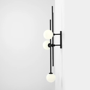 APLICA HARMONY, 3 BRATE, 114 CM, NEAGRA, DIN STICLA SI METAL, STIL MODERN