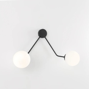APLICA HOLM S, 2 BRATE, 35 CM, NEAGRA, DIN STICLA SI METAL, STIL MODERN - Img 4