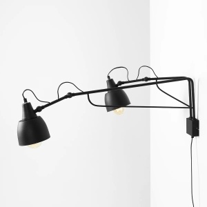 APLICA SOHO, 2 BRATE, 28 CM, NEAGRA, DIN METAL, STIL MODERN