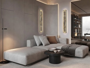 APLICA STONE, 100 CM, NEGRU MAT/GRI, DIN METAL SI ARDEZIE SINTETICA, STIL MODERN - Img 3