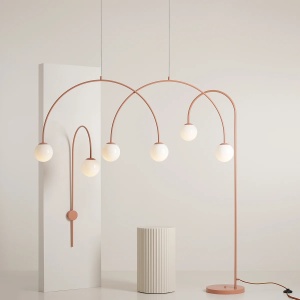 APLICA UNA, 97 CM, CORAL, DIN STICLA SI METAL, STIL MODERN - Img 4