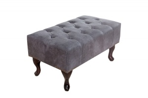 BANCUTA/TABURET, DESIGN ENGLEZESC, CHESTERFIELD, GRI , 80CM