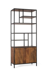 BIBLIOTECA/ORGANIZATOR 190CM, STRUCTURA DE METAL SI LEMN DE MANGO