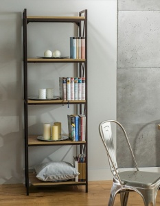 BIBLIOTECA TABLO R5, STEJAR/NEGRU, DIN MDF SI METAL, STIL MODERN, SIGNAL - Img 3