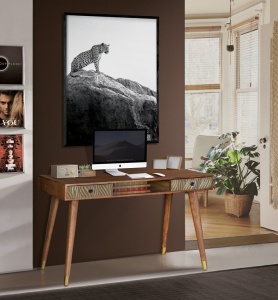 BIROU SAVANA 6763, VERDE/MARO, DIN LEMN MASIV DE MANGO, STIL INDUSTRIAL G&C