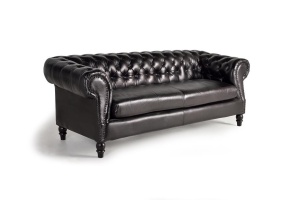CANAPEA 1193, NEGRU, DIN PIELE NATURALA, STIL CHESTERFIELD G&C - Img 3