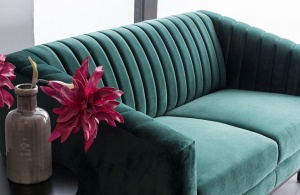 CANAPEA ASPREY 2 BLUVEL 78, VERDE, TAPITATA IN STOFA/CATIFEA, STL MODERN, SIGNAL - Img 3