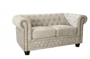 CANAPEA CHESTERFIELD 2 LOCURI 150CM, DE CATIFEA CULOARE CHAMPAGNE, STIL CLASIC, ARTIM GROUP SELECTION - Img 7
