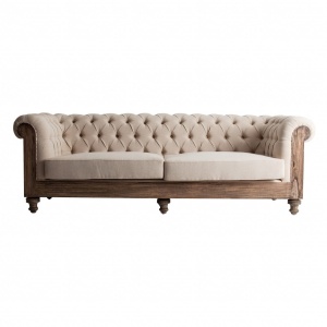 CANAPEA GORE REF. 26965, CULOARE BEJ, STIL VINTAGE, DIN LEMN MASIV TROPICAL SI POLIESTER, VIC