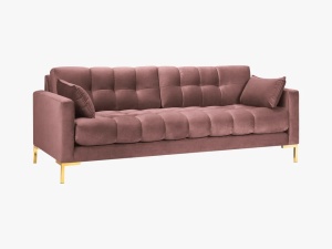 CANAPEA MAMAIA, 3 LOCURI, 177 CM, ROZ 52/AURIU, TAPITERIE DIN CATIFEA, DESIGN DEOSEBIT