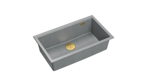 CHIUVETA BUCATARIE REA LOGAN 110, CU DOP, GRI METALIC/AURIU, DIN GRANIT, CALITATE SUPERIOARA