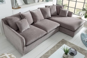 COLTAR CONFORTABIL DIN CATIFEA SI LEMN MASIV, 255CM, CULOARE TAUPE, ARTIM GROUP SELECTION - Img 2