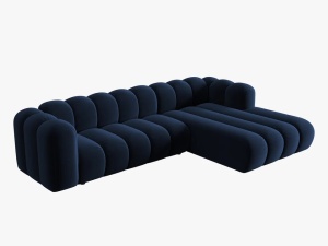 COLTAR MODULAR LUPIN, DREAPTA, 4 LOCURI, 288 CM, ALBASTRU ROYAL 5, TAPITERIE DIN CATIFEA, DESIGN DEOSEBIT - Img 2