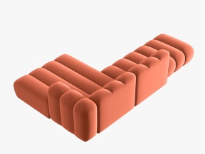 COLTAR MODULAR LUPIN, DREAPTA, 5 LOCURI, 294 CM, CORAL 12, TAPITERIE DIN CATIFEA, DESIGN DEOSEBIT - Img 4