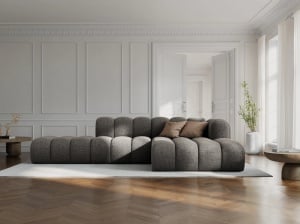 COLTAR MODULAR LUPIN, DREAPTA, 5 LOCURI, 294 CM, GRI 16, TAPITERIE CHENILLE, DESIGN DEOSEBIT