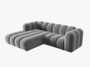 COLTAR MODULAR LUPIN, STANGA, 3 LOCURI, 228 CM, GRI 17, TAPITERIE DIN CATIFEA, DESIGN DEOSEBIT - Img 2