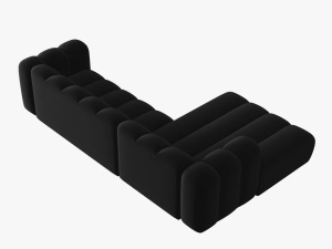 COLTAR MODULAR LUPIN, STANGA, 4 LOCURI, 288 CM, NEGRU 19, TAPITERIE DIN CATIFEA, DESIGN DEOSEBIT - Img 4