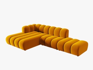 COLTAR MODULAR LUPIN, STANGA, 5 LOCURI, 294 CM, GALBEN 10, TAPITERIE DIN CATIFEA, DESIGN DEOSEBIT - Img 2