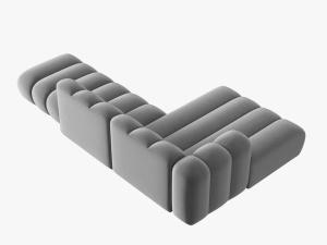 COLTAR MODULAR LUPIN, STANGA, 5 LOCURI, 294 CM, GRI 17, TAPITERIE DIN CATIFEA, DESIGN DEOSEBIT - Img 4