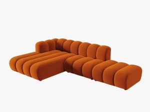 COLTAR MODULAR LUPIN, STANGA, 5 LOCURI, 294 CM, SCORTISOARA 14, TAPITERIE DIN CATIFEA, DESIGN DEOSEBIT - Img 2