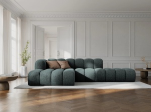 COLTAR MODULAR LUPIN, STANGA, 5 LOCURI, 294 CM, VERDE PETROL 78, TAPITERIE CHENILLE, DESIGN DEOSEBIT