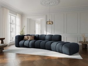 COLTAR SEMIROTUND LUPIN, DREAPTA, 5 LOCURI, 335 CM, ALBASTRU ROYAL 86, TAPITERIE CHENILLE, DESIGN DEOSEBIT