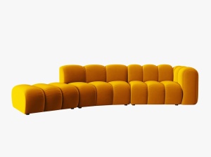 COLTAR SEMIROTUND LUPIN, STANGA, 5 LOCURI, 335 CM, GALBEN 10, TAPITERIE DIN CATIFEA, DESIGN DEOSEBIT